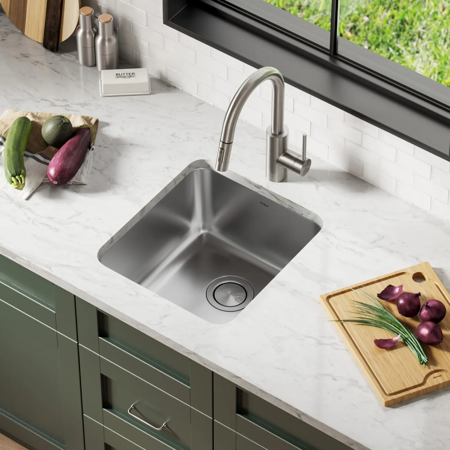 KRAUS Dex 17" Undermount 16 Gauge Stainless Steel Kitchen Sink