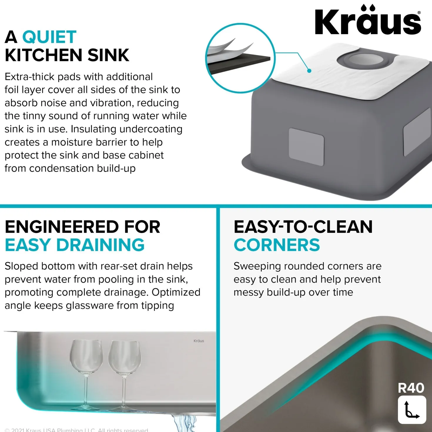 KRAUS Dex 17" Undermount 16 Gauge Stainless Steel Kitchen Sink