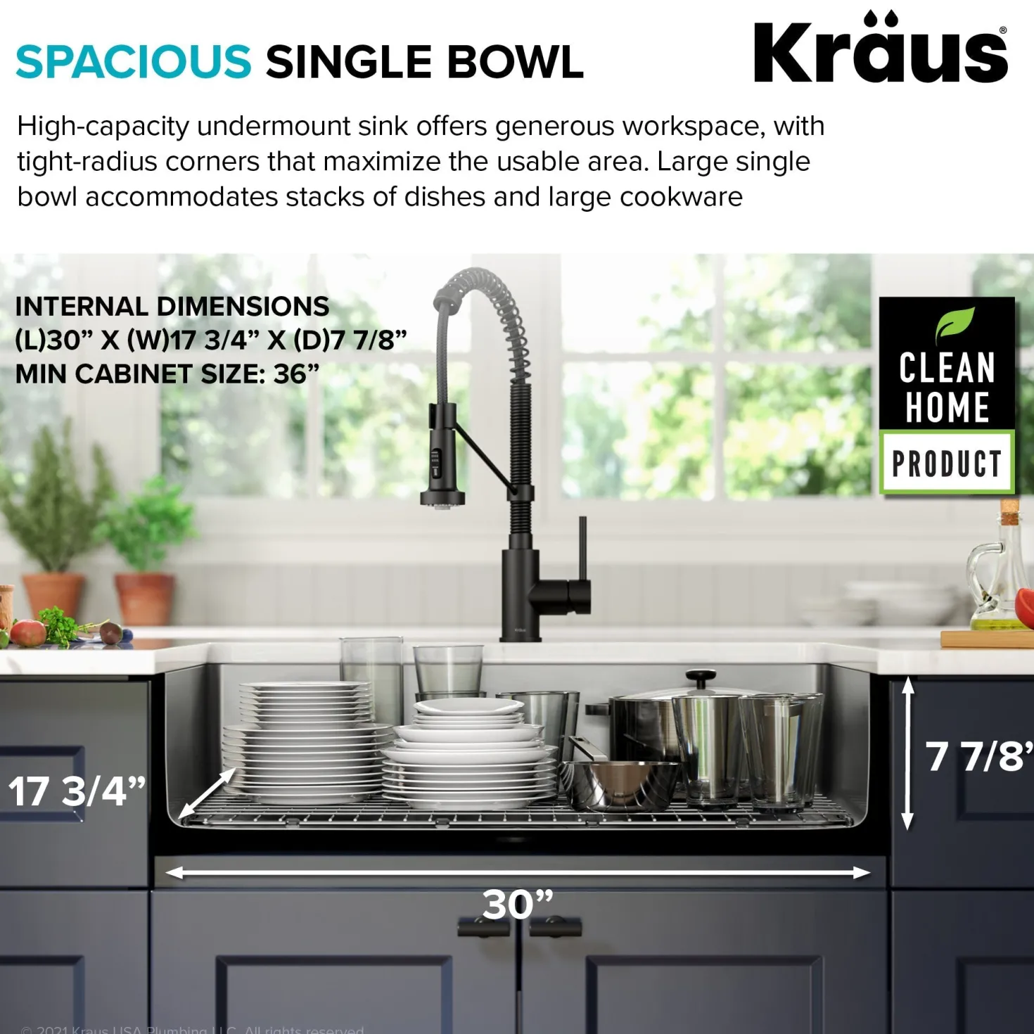 KRAUS Dex 32" Undermount 16 Gauge Stainless Steel Kitchen Sink