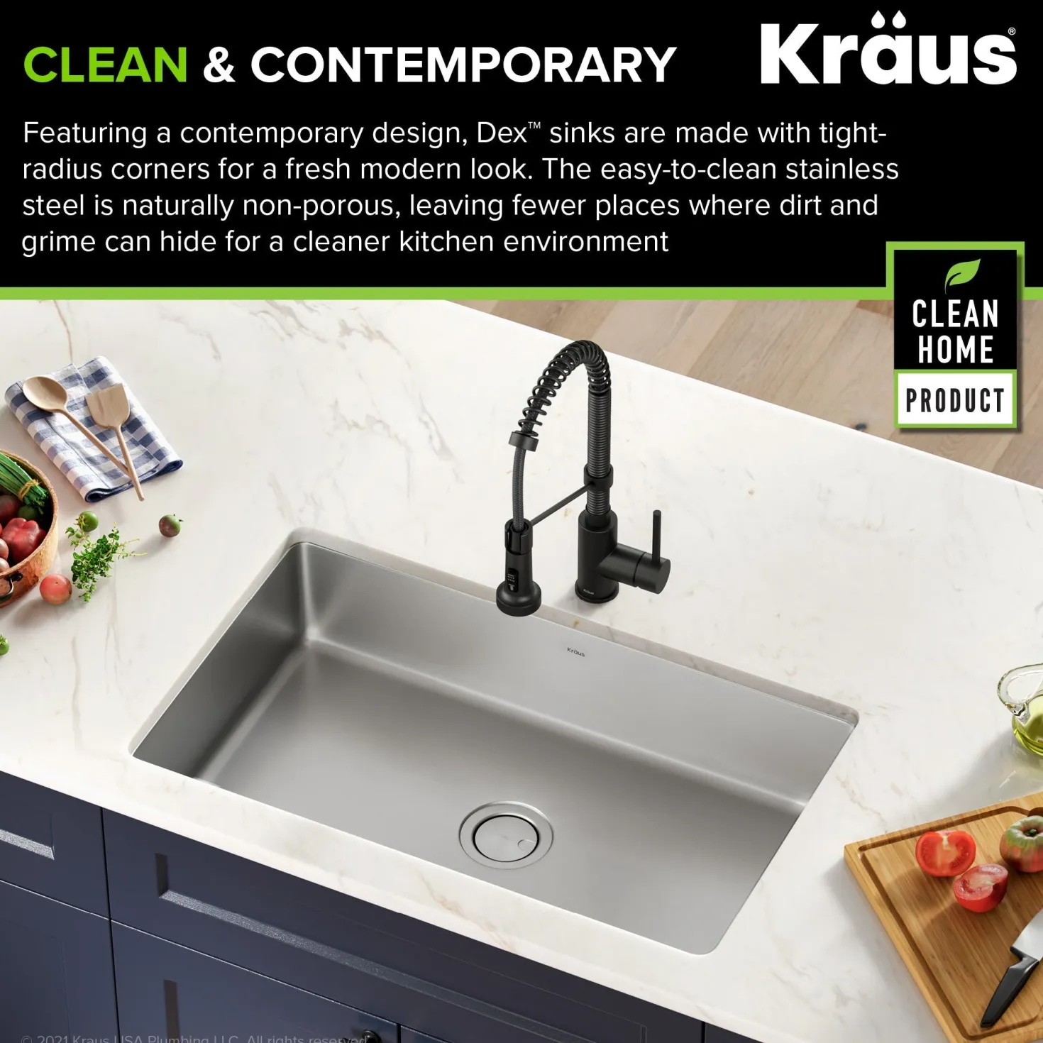 KRAUS Dex 32" Undermount 16 Gauge Stainless Steel Kitchen Sink