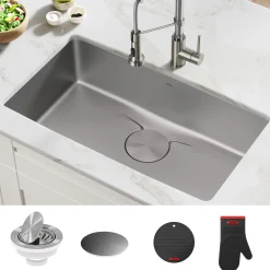 KRAUS Dex 33" Undermount 16 Gauge Stainless Steel Kitchen Sink with VersiDrain