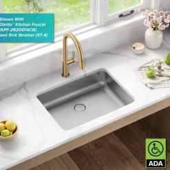 KRAUS Dex 25" Undermount 16 Gauge Stainless Steel ADA Kitchen Sink