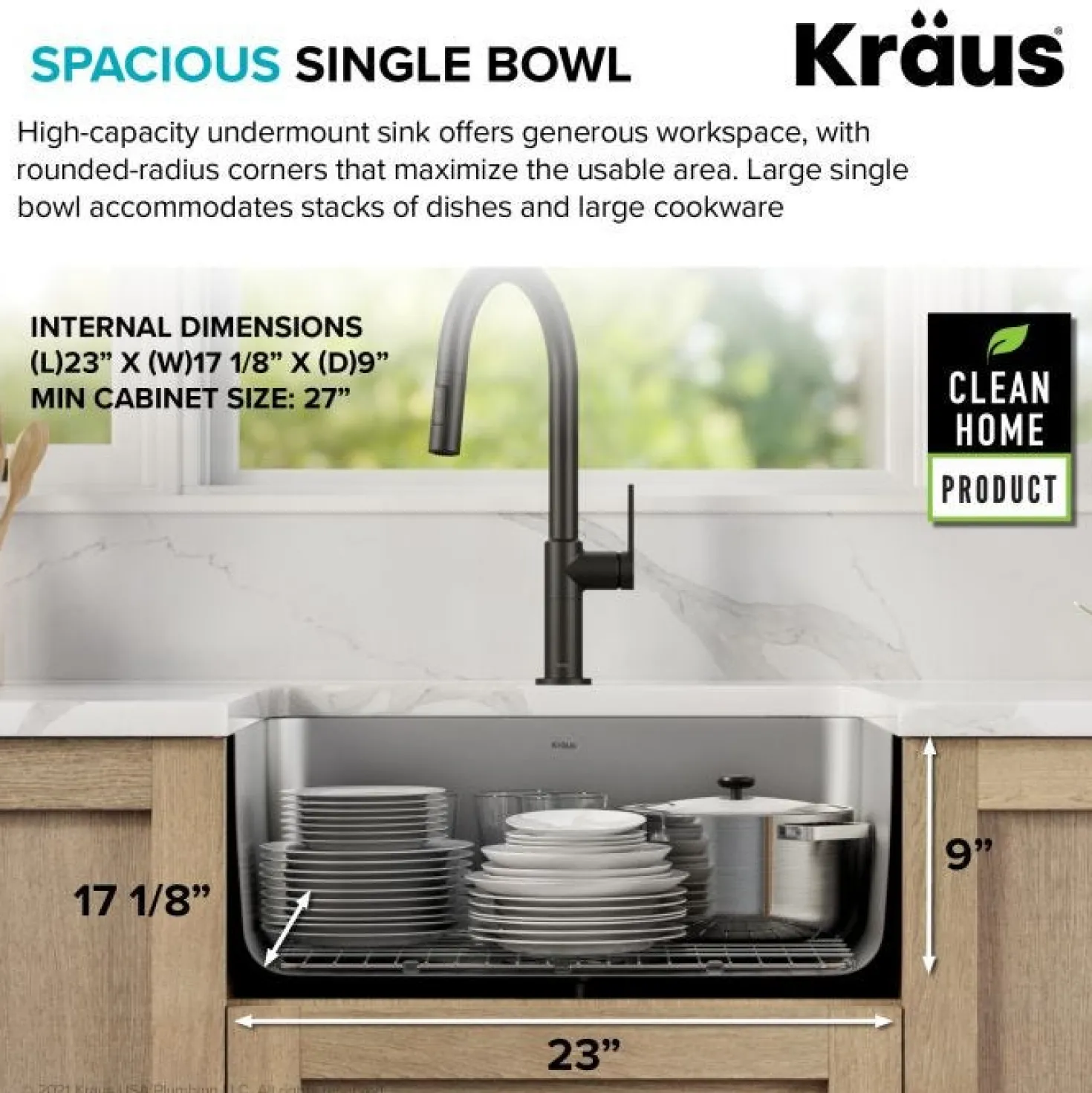 KRAUS Dex 25" Undermount 16 Gauge Stainless Steel Kitchen Sink