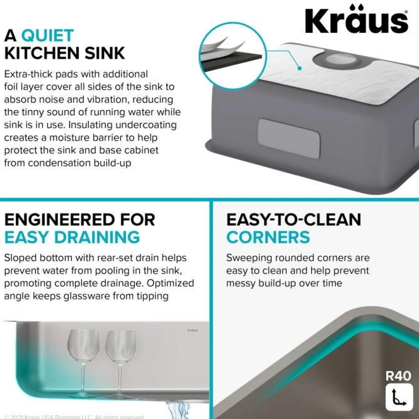 KRAUS Dex 25" Undermount 16 Gauge Stainless Steel Kitchen Sink