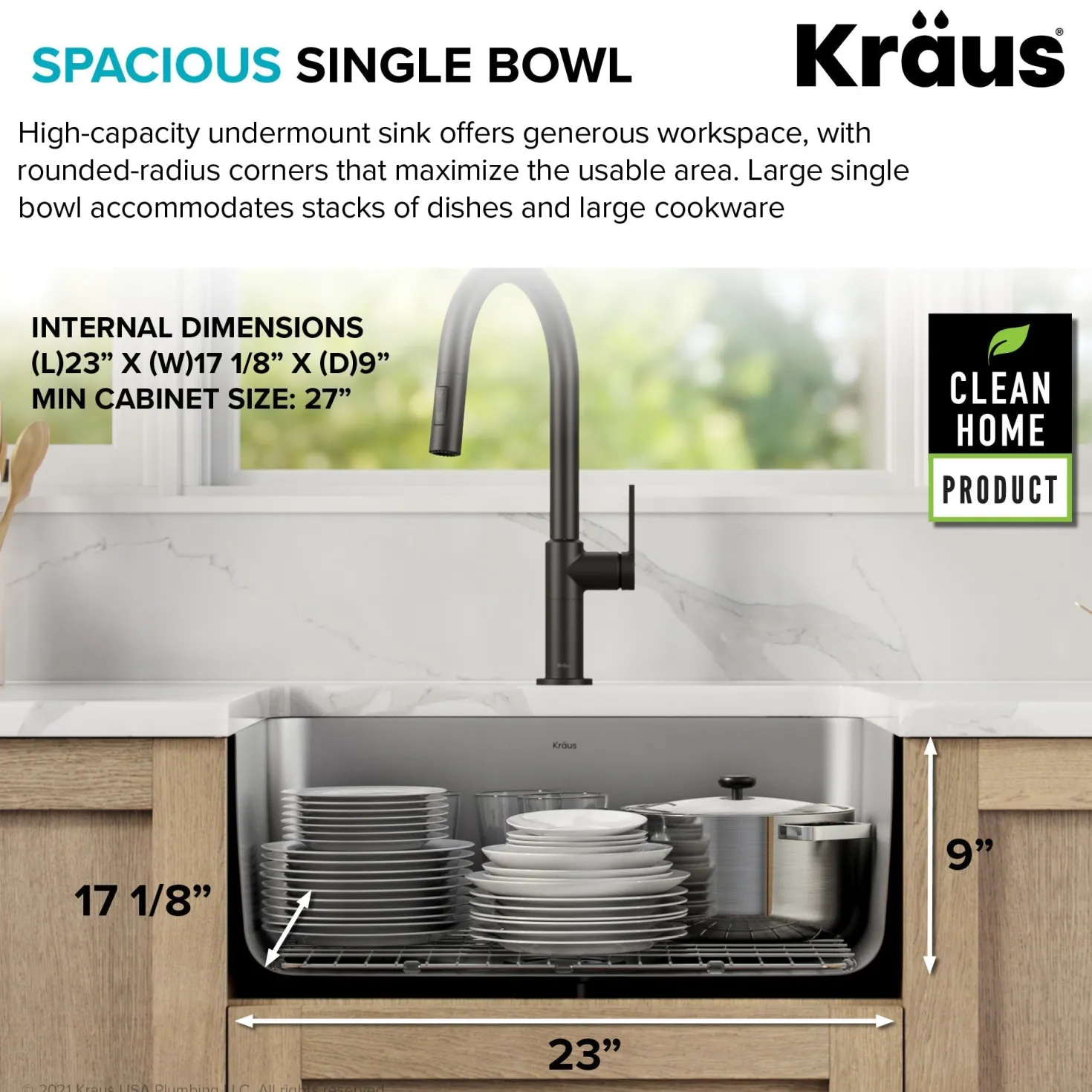 KRAUS Dex 25" Undermount 16 Gauge Stainless Steel Kitchen Sink with VersiDrain