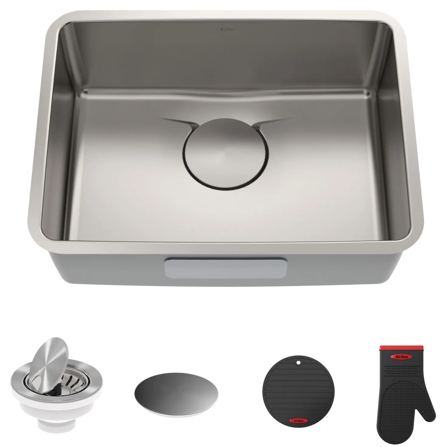 KRAUS Dex 25" Undermount 16 Gauge Stainless Steel Kitchen Sink with VersiDrain