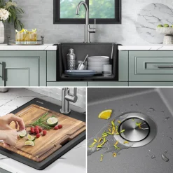 KRAUS 18” Drop-In Granite Composite Workstation Kitchen Bar Sink in Metallic Grey