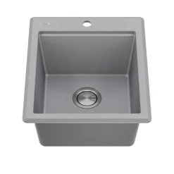 KRAUS 18” Drop-In Granite Composite Workstation Kitchen Bar Sink in Metallic Grey