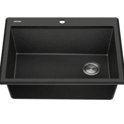 KRAUS 28” Drop-In Granite Composite Workstation Kitchen Sink in Metallic Black
