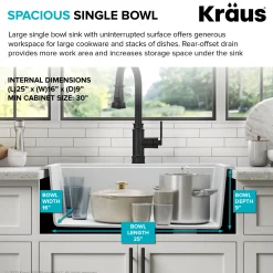 KRAUS 28” Drop-In Granite Composite Workstation Kitchen Sink in Metallic Black