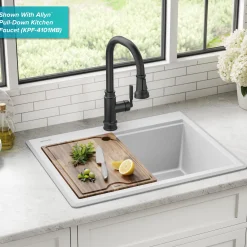 KRAUS 28” Drop-In Granite Composite Workstation Kitchen Sink in White