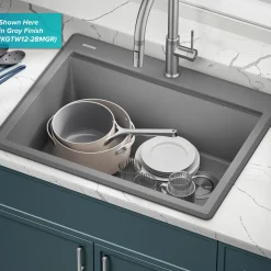 KRAUS 28” Drop-In Granite Composite Workstation Kitchen Sink in White