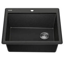 KRAUS 25” Drop-In Granite Composite Workstation Kitchen Sink in Metallic Black