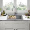 KRAUS 25” Drop-In Granite Composite Workstation Kitchen Sink in Metallic Grey