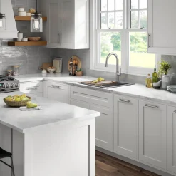 KRAUS 25” Drop-In Granite Composite Workstation Kitchen Sink in Metallic Grey