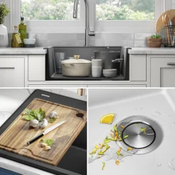 KRAUS 25” Drop-In Granite Composite Workstation Kitchen Sink in White
