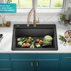 KRAUS 28” Drop-In Granite Composite Workstation Kitchen Sink in Metallic Brown