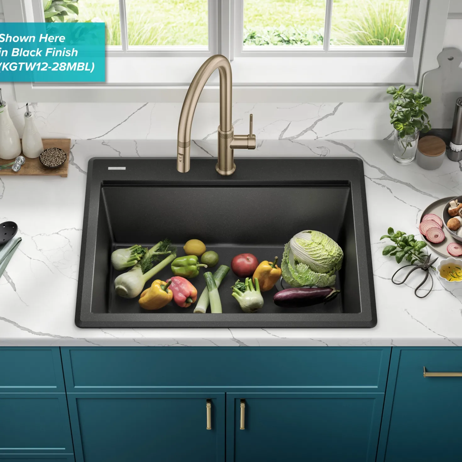 KRAUS 28” Drop-In Granite Composite Workstation Kitchen Sink in Metallic Brown