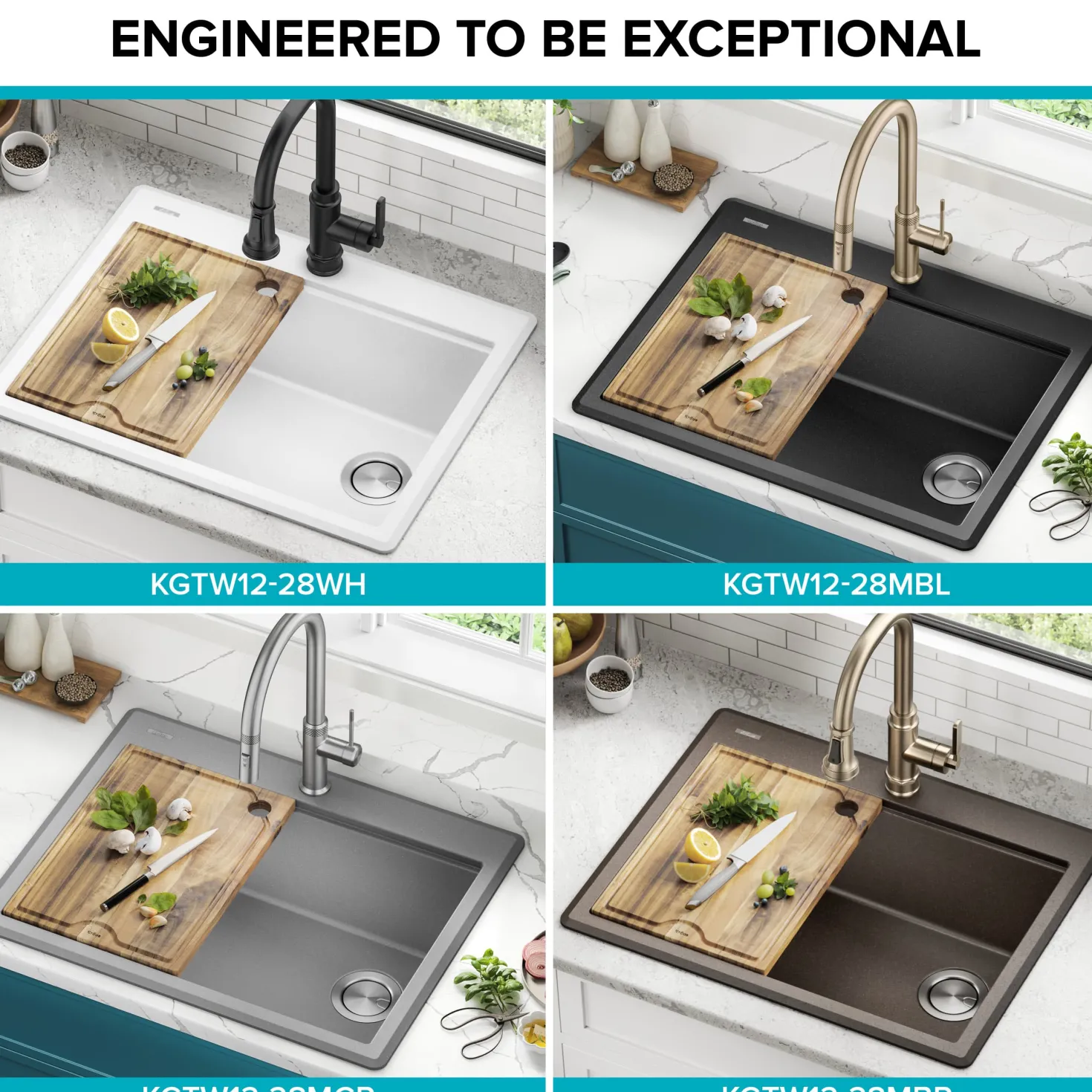 KRAUS 28” Drop-In Granite Composite Workstation Kitchen Sink in Metallic Brown