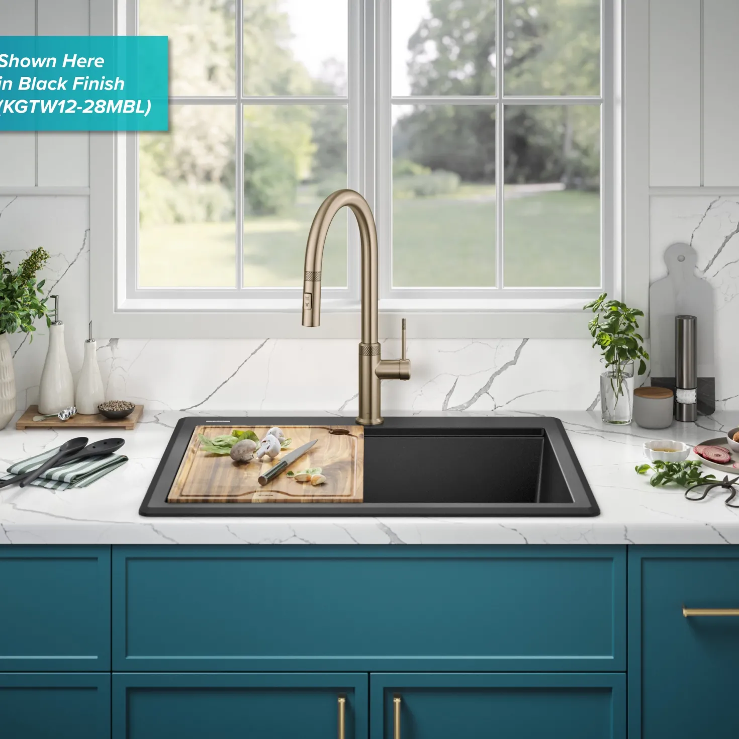 KRAUS 28” Drop-In Granite Composite Workstation Kitchen Sink in Metallic Brown