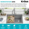 KRAUS 28” Drop-In Granite Composite Workstation Kitchen Sink in Metallic Grey