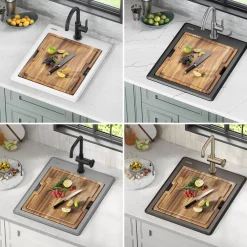 KRAUS 18” Drop-In Granite Composite Workstation Kitchen Bar Sink in Metallic Black