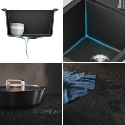 KRAUS 18” Drop-In Granite Composite Workstation Kitchen Bar Sink in Metallic Black