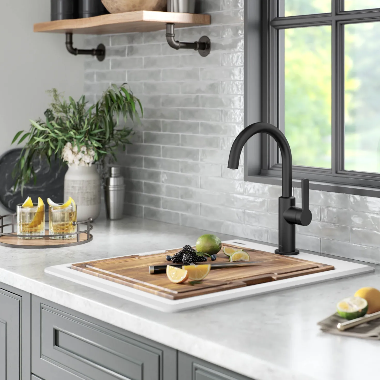 KRAUS 18” Drop-In Granite Composite Workstation Kitchen Bar Sink in White