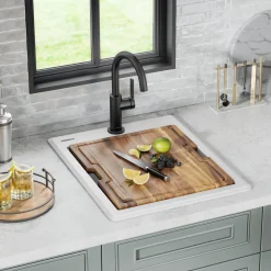 KRAUS 18” Drop-In Granite Composite Workstation Kitchen Bar Sink in White