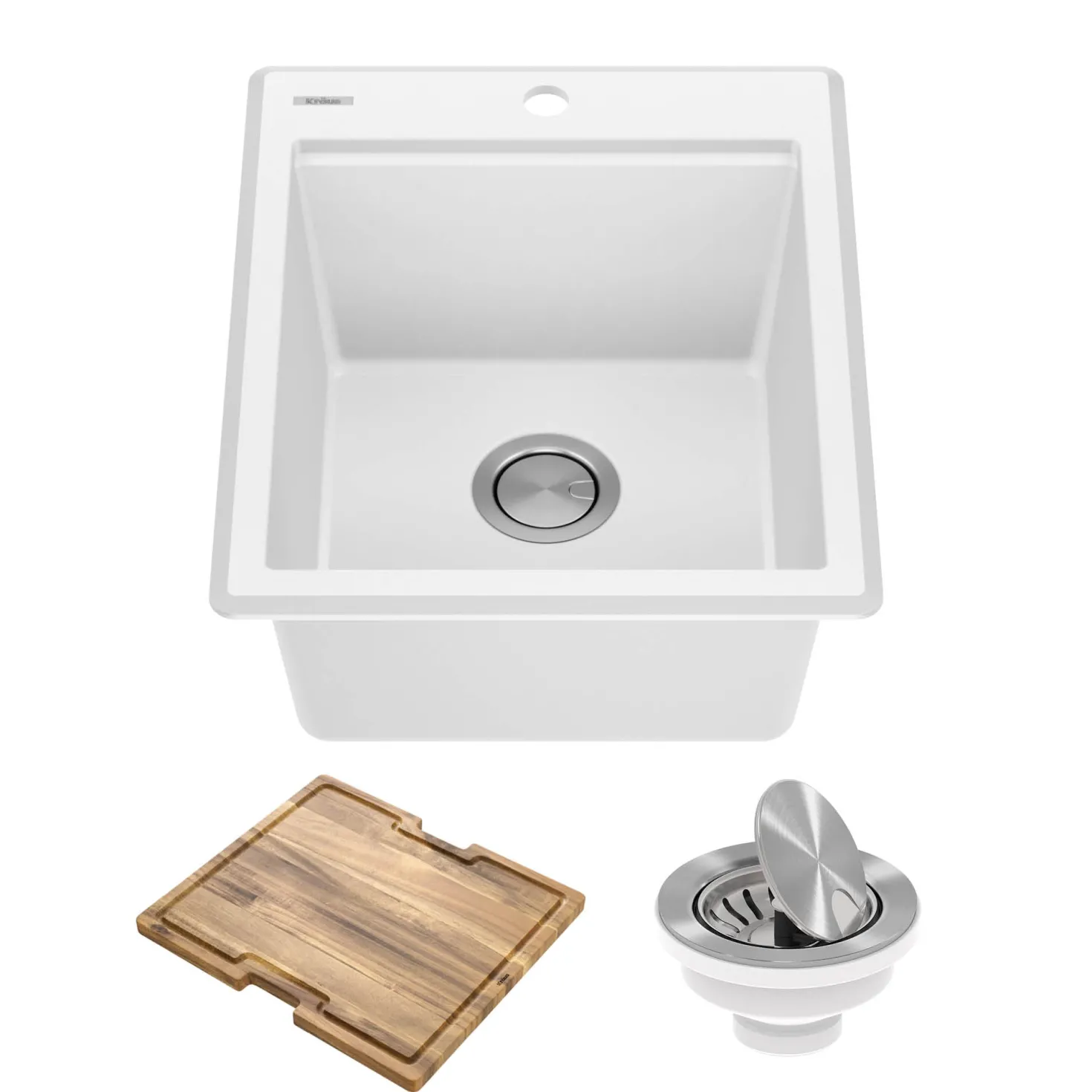 KRAUS 18” Drop-In Granite Composite Workstation Kitchen Bar Sink in White
