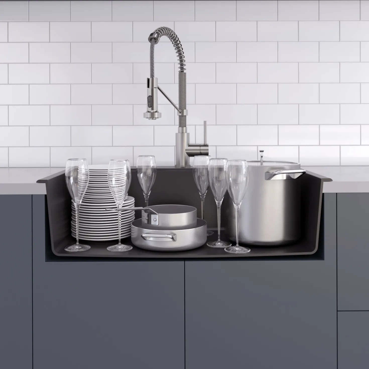 KRAUS 31" Dual Mount Single Bowl Granite Kitchen Sink with Topmount and Undermount Installation in Black Onyx