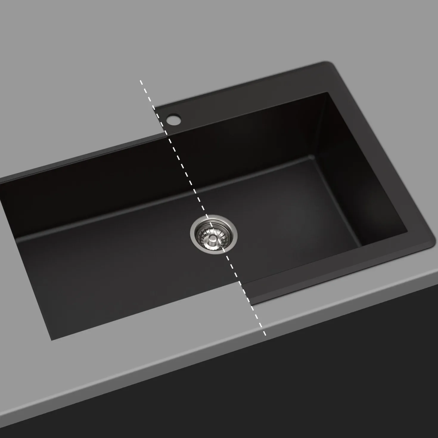 KRAUS 31" Dual Mount Single Bowl Granite Kitchen Sink with Topmount and Undermount Installation in Black Onyx