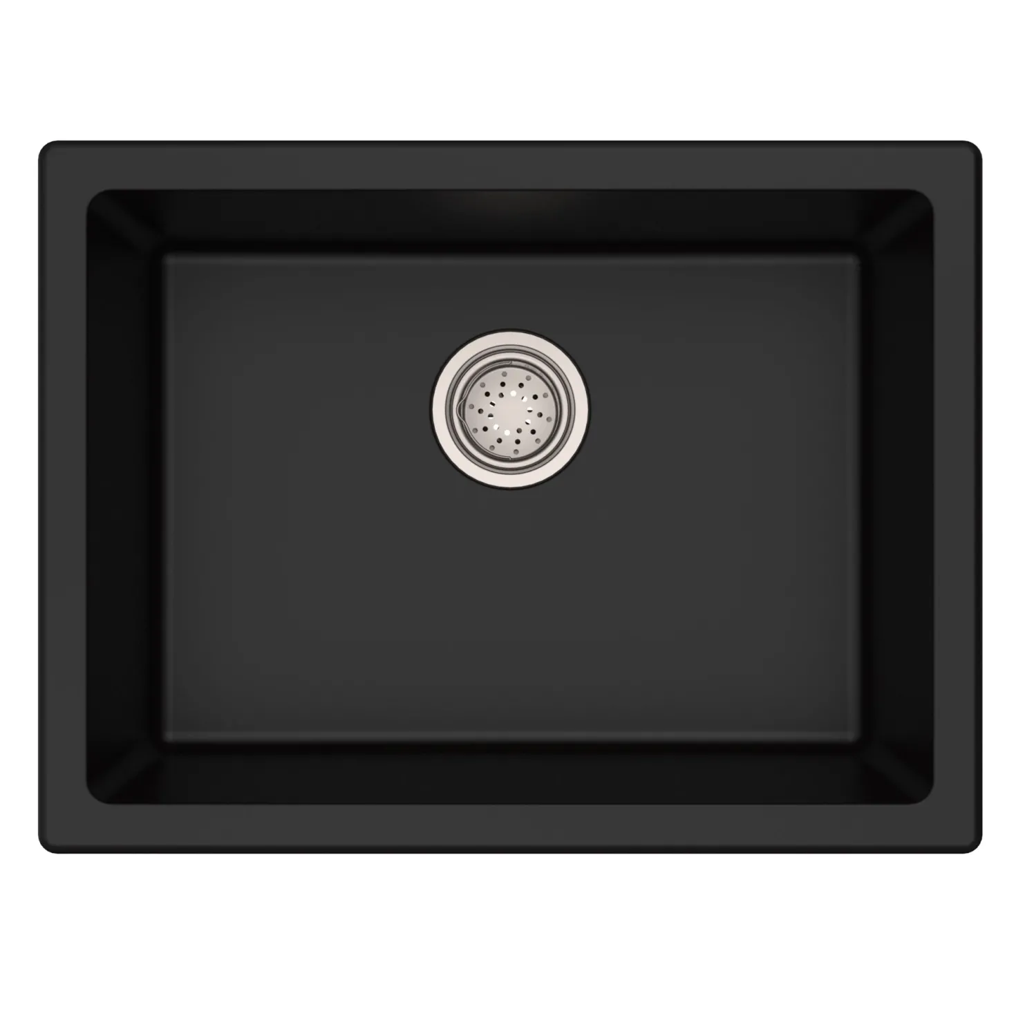 KRAUS 24" Dual Mount Single Bowl Granite Kitchen Sink with Topmount and Undermount Installation in Black Onyx