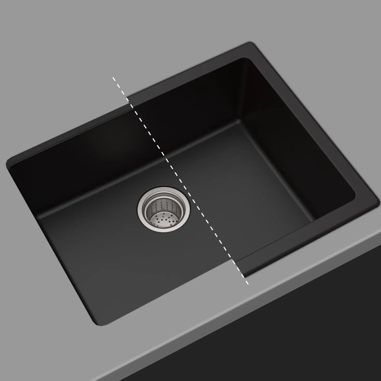 KRAUS 24" Dual Mount Single Bowl Granite Kitchen Sink with Topmount and Undermount Installation in Black Onyx