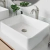 KRAUS Elavo 19-Inch Modern Rectangular White Porcelain Ceramic Bathroom Vessel Sink and Arlo Faucet Combo Set with Pop-Up Drain