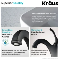 KRAUS Elavo 19-Inch Modern Rectangular White Porcelain Ceramic Bathroom Vessel Sink and Arlo Faucet Combo Set with Pop-Up Drain