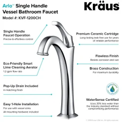 KRAUS Elavo 19-Inch Modern Rectangular White Porcelain Ceramic Bathroom Vessel Sink and Arlo Faucet Combo Set with Pop-Up Drain