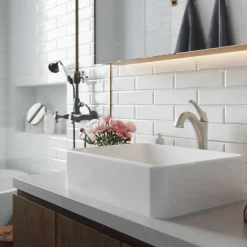 KRAUS Elavo 19-Inch Modern Rectangular White Porcelain Ceramic Bathroom Vessel Sink and Arlo Faucet Combo Set with Pop-Up Drain