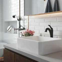 KRAUS Elavo 19-Inch Modern Rectangular White Porcelain Ceramic Bathroom Vessel Sink and Arlo Faucet Combo Set with Pop-Up Drain