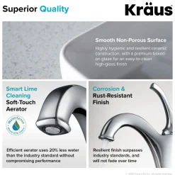 KRAUS Elavo 19-Inch Modern Rectangular White Porcelain Ceramic Bathroom Vessel Sink and Arlo Faucet Combo Set with Pop-Up Drain