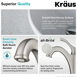 KRAUS Elavo 14-Inch Round White Porcelain Ceramic Bathroom Vessel Sink and Arlo Faucet Combo Set with Pop-Up Drain
