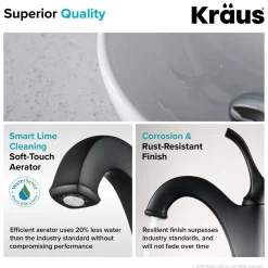 KRAUS Elavo 14-Inch Round White Porcelain Ceramic Bathroom Vessel Sink and Arlo Faucet Combo Set with Pop-Up Drain