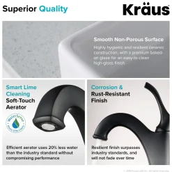 KRAUS Elavo 15-Inch Square White Porcelain Ceramic Bathroom Vessel Sink and Arlo Faucet Combo Set with Pop-Up Drain