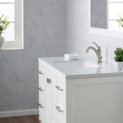 KRAUS Elavo Large Rectangular Ceramic Undermount Bathroom Sink in White with Overflow