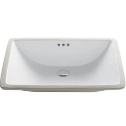 KRAUS Elavo Large Rectangular Ceramic Undermount Bathroom Sink in White with Overflow