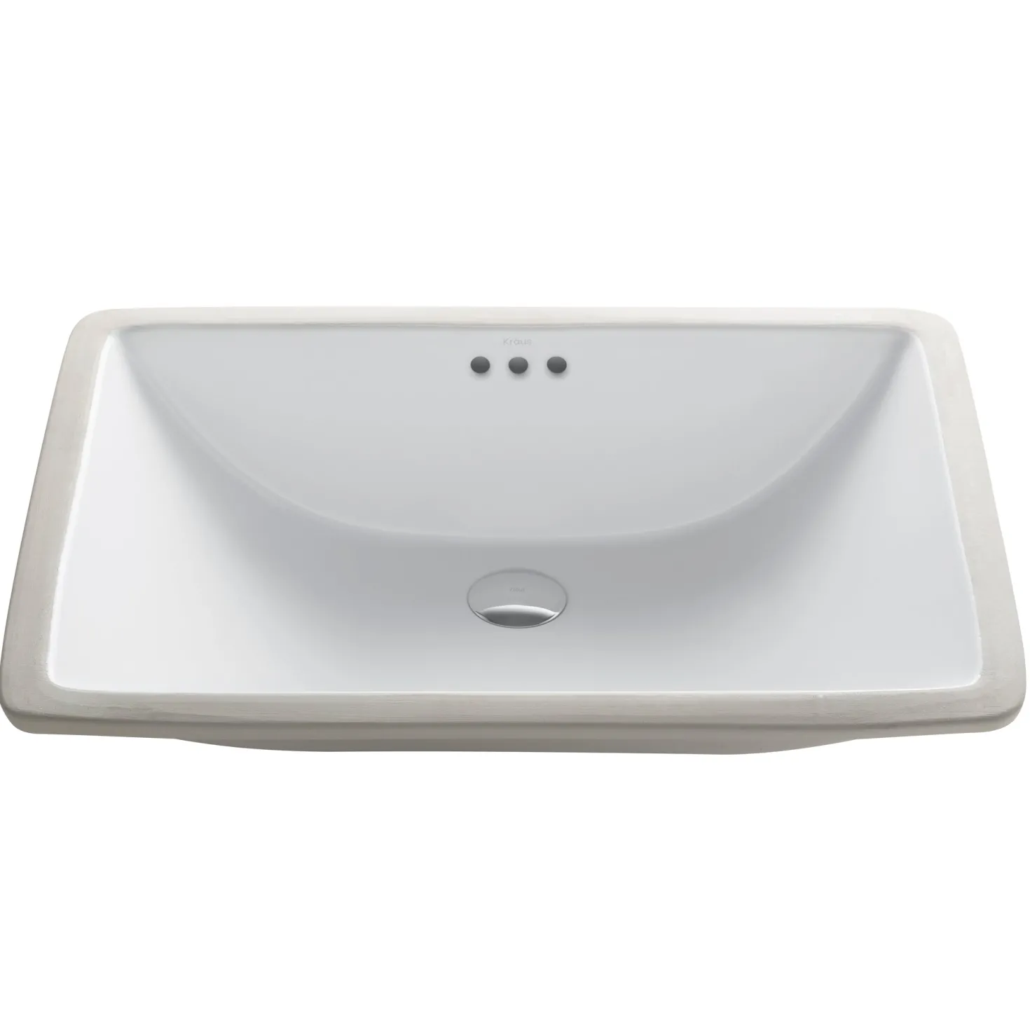 KRAUS Elavo Large Rectangular Ceramic Undermount Bathroom Sink in White with Overflow
