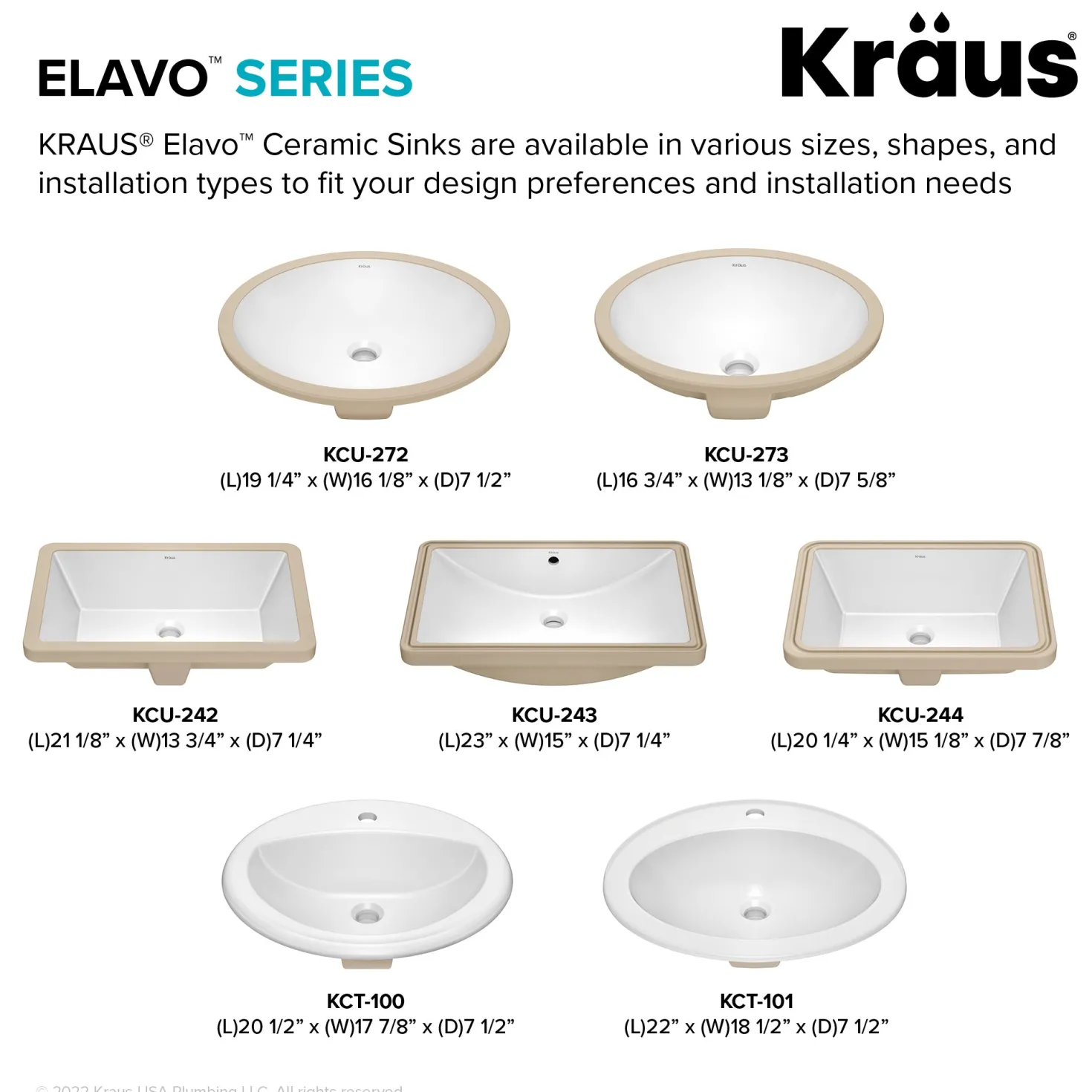 KRAUS Elavo 20-1/4" Rectangular Porcelain Undermount Bathroom Sink in White