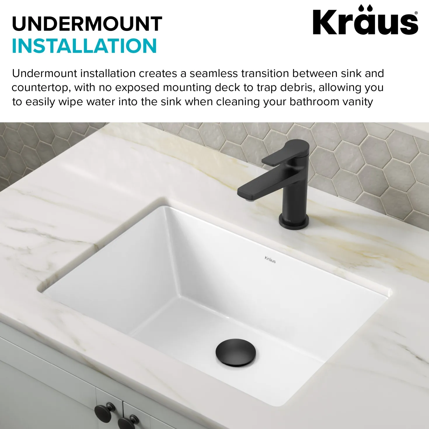 KRAUS Elavo 20-1/4" Rectangular Porcelain Undermount Bathroom Sink in White