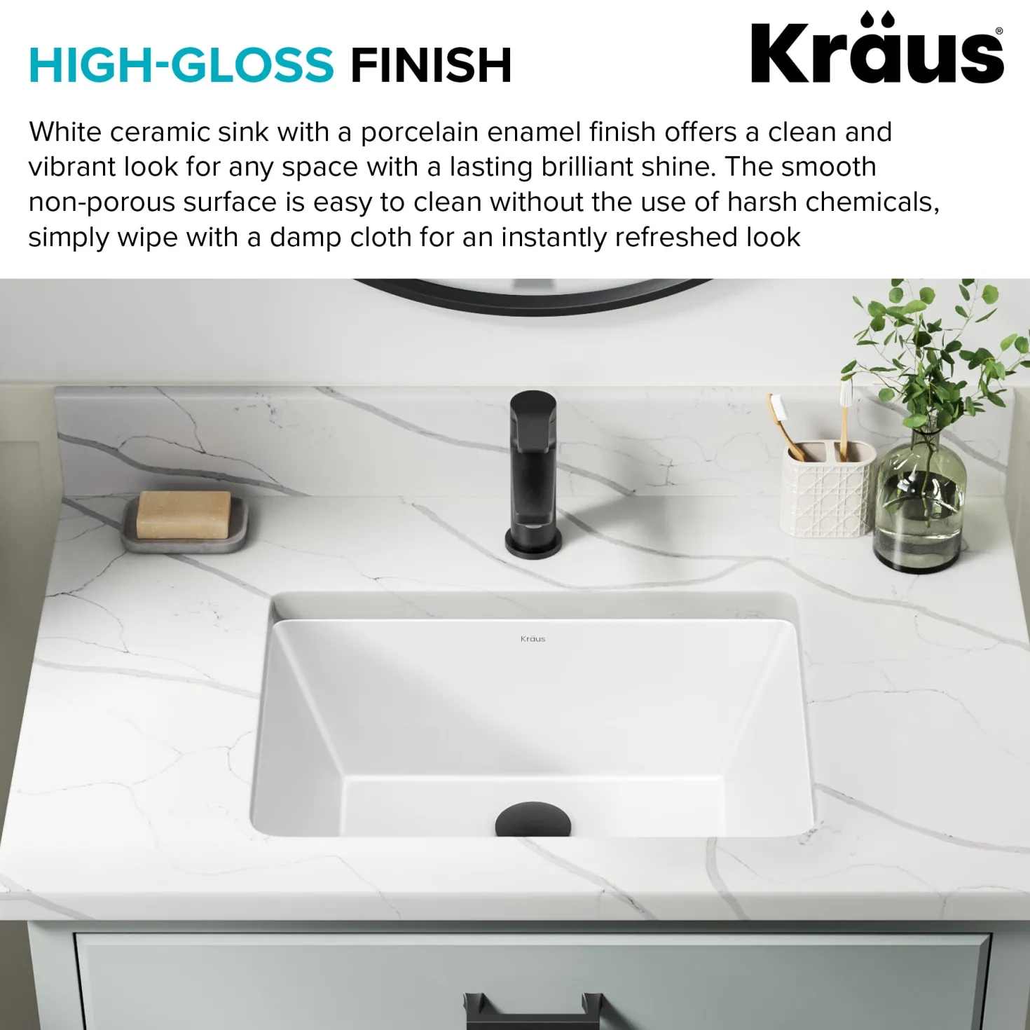 KRAUS Elavo 20-1/4" Rectangular Porcelain Undermount Bathroom Sink in White