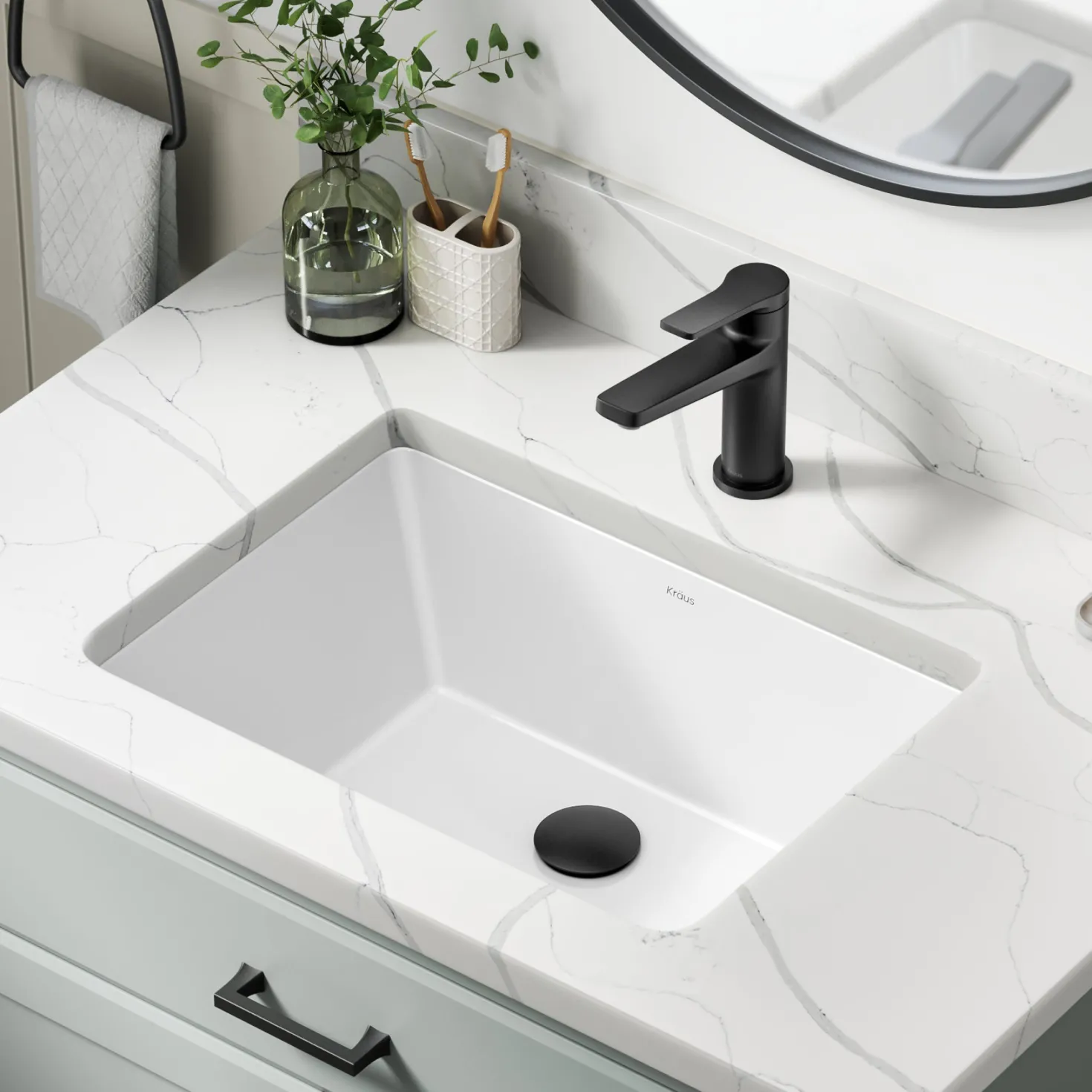 KRAUS Elavo 20-1/4" Rectangular Porcelain Undermount Bathroom Sink in White